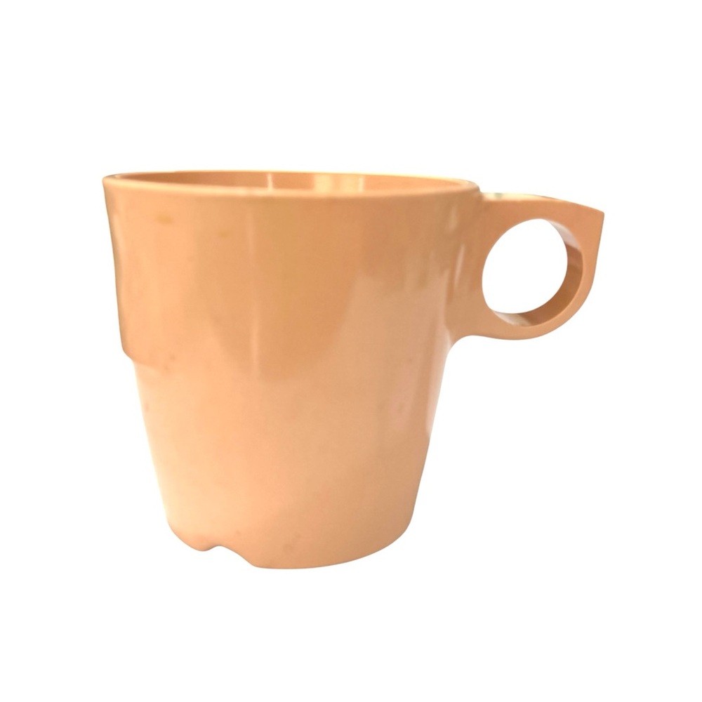 Vintage Melamine Coffee Mug Peach Orange Plastic Cup Mid-Century Modern Style